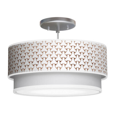 Basket weave printed shade double tier pendant lamp