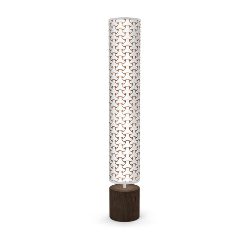 basket weave printed shade column floor lamp