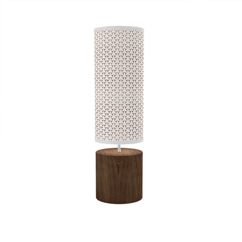 basket weave printed shade column table lamp