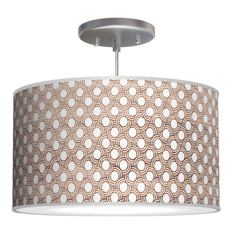 Coin printed shade pendant drum lamp