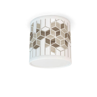 cube printed shade tube flushmount lamp