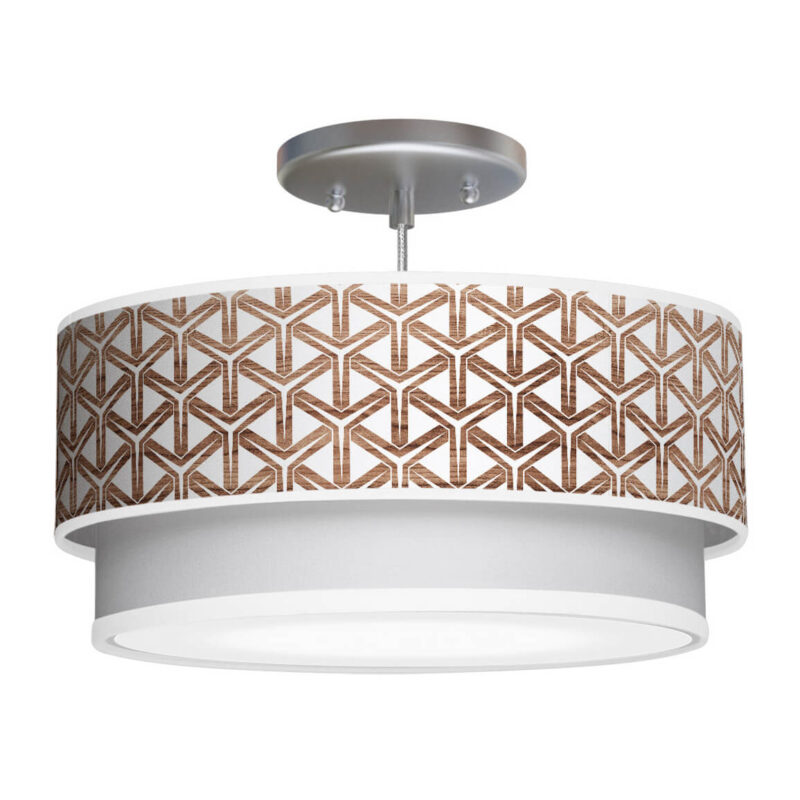 cubist printed shade double tier pendant lamp