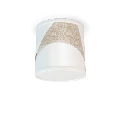 wave printed shade tube flushmount lamp UL listed dimmable dimensions: 6″h x 6″w x 6″d 100 watt bulb max (LED equivalent): 1x custom made in the US 1 year warranty against defect ships in 10 days from santa cruz, ca free domestic ground shipping for international shipping, please contact for a price quote