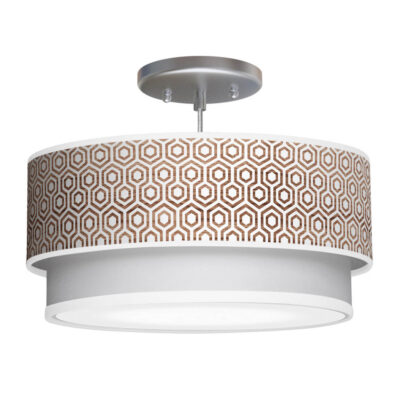 hexagon printed shade double tier pendant lamp