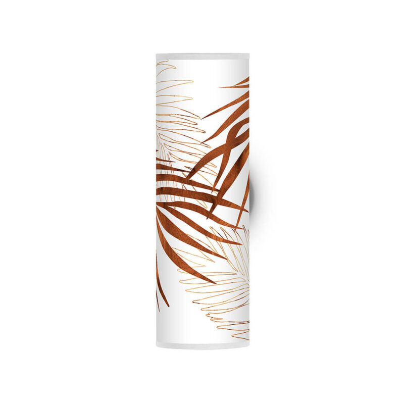 palm pattern printed shade column wall sconce wood