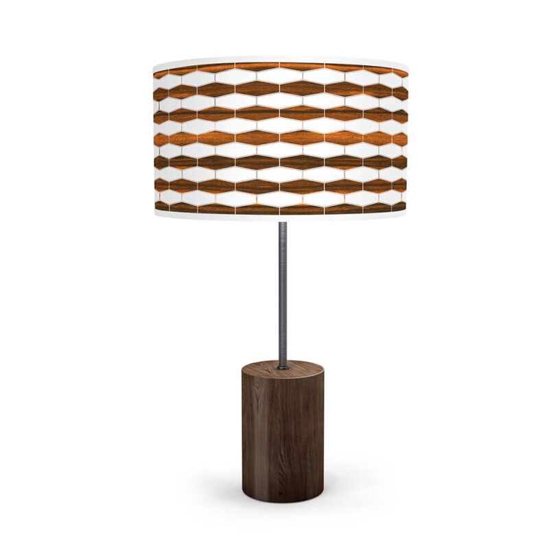 weave printed shade drum table lamp ebony