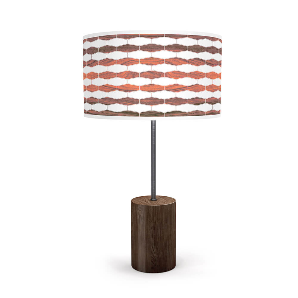 weave printed shade drum table lamp - jefdesigns
